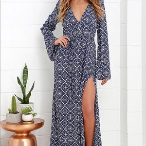 Lulus Mandala Daydream Blue Print Maxi Dress